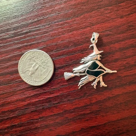 Witch On A Broomstick Pendant - Picture 6 of 6